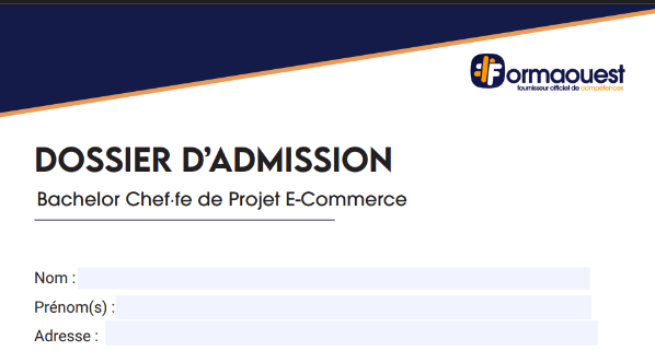 dossier admission formation e-commerce